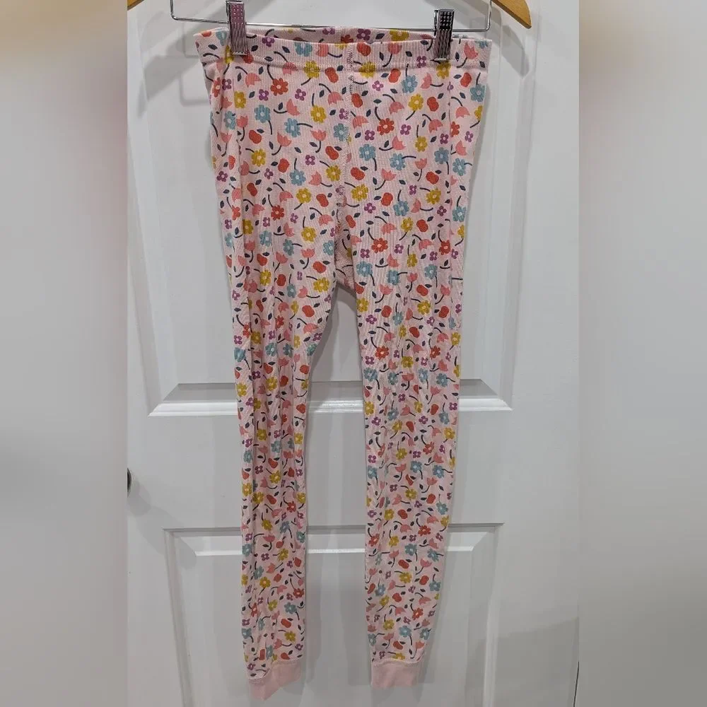 Hanna Andersson Pink Flowers Cotton Long John Pajamas PJ's Girls Kids 150 12